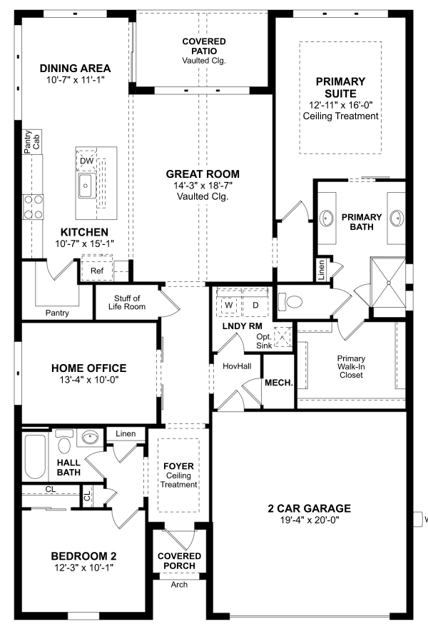 Astaire Model Floor Plan | K. Hovnanian Four Seasons at Wylder Port St. Lucie Astaire Model Floor Plan by K. Hovnanian at Four Seasons at Wylder – 2 bedrooms, 2 baths, 2-car garage, Port St. Lucie, FL