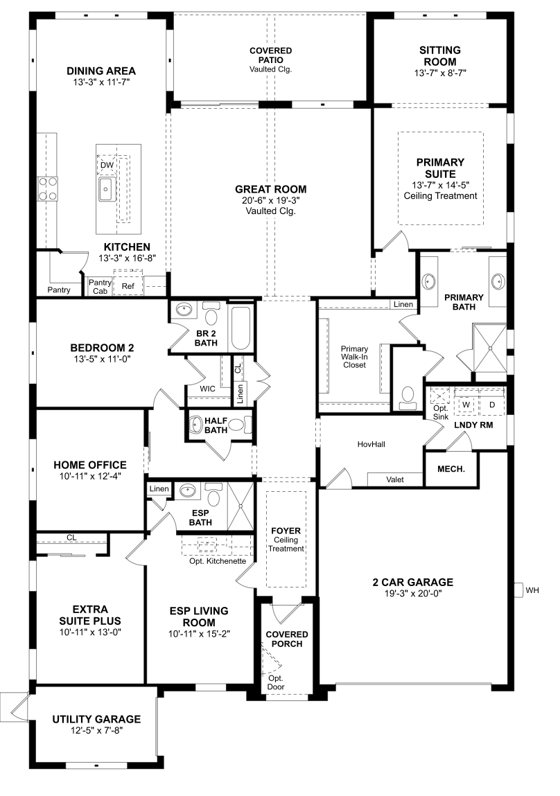Bell Model Floor Plan by K. Hovnanian | Four Seasons at Wylder Port St. Lucie Bell Model Floor Plan by K. Hovnanian at Four Seasons at Wylder – 3 bedrooms, 3.5 baths, golf cart garage, Port St. Lucie, FL