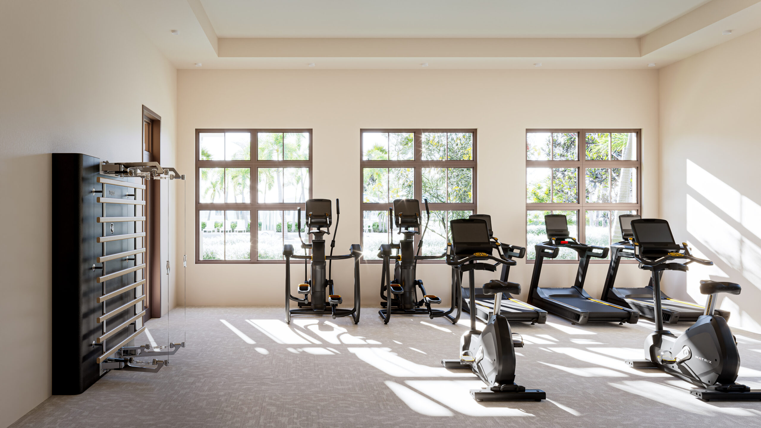 State-of-the-art fitness center at Four Seasons at Wylder featuring modern cardio and strength training equipment