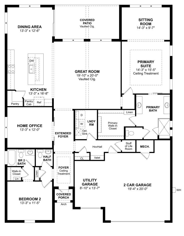 Morse Model Floor Plan by K. Hovnanian | Four Seasons at Wylder Port St. Lucie Morse Model Floor Plan by K. Hovnanian at Four Seasons at Wylder – 2 bedrooms, 2.5 baths, 2-car garage, Port St. Lucie, FL