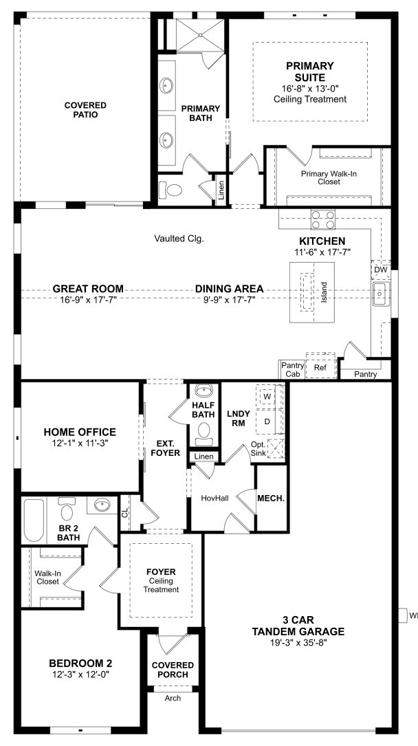 Taylor Model Floor Plan | Four Seasons at Wylder Port St. Lucie Taylor Model Floor Plan by K. Hovnanian at Four Seasons at Wylder – 2 bedrooms, 2.5 baths, 3-car garage, Port St. Lucie FL
