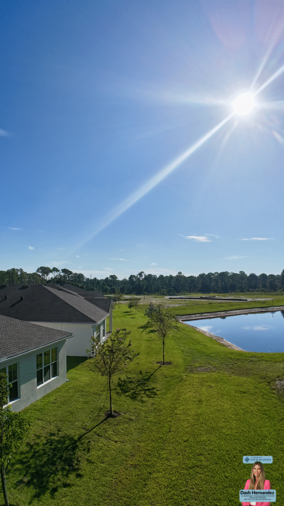 Preserve and lake view backyard at Four Seasons at Wylder 55+ community in Port St. Lucie