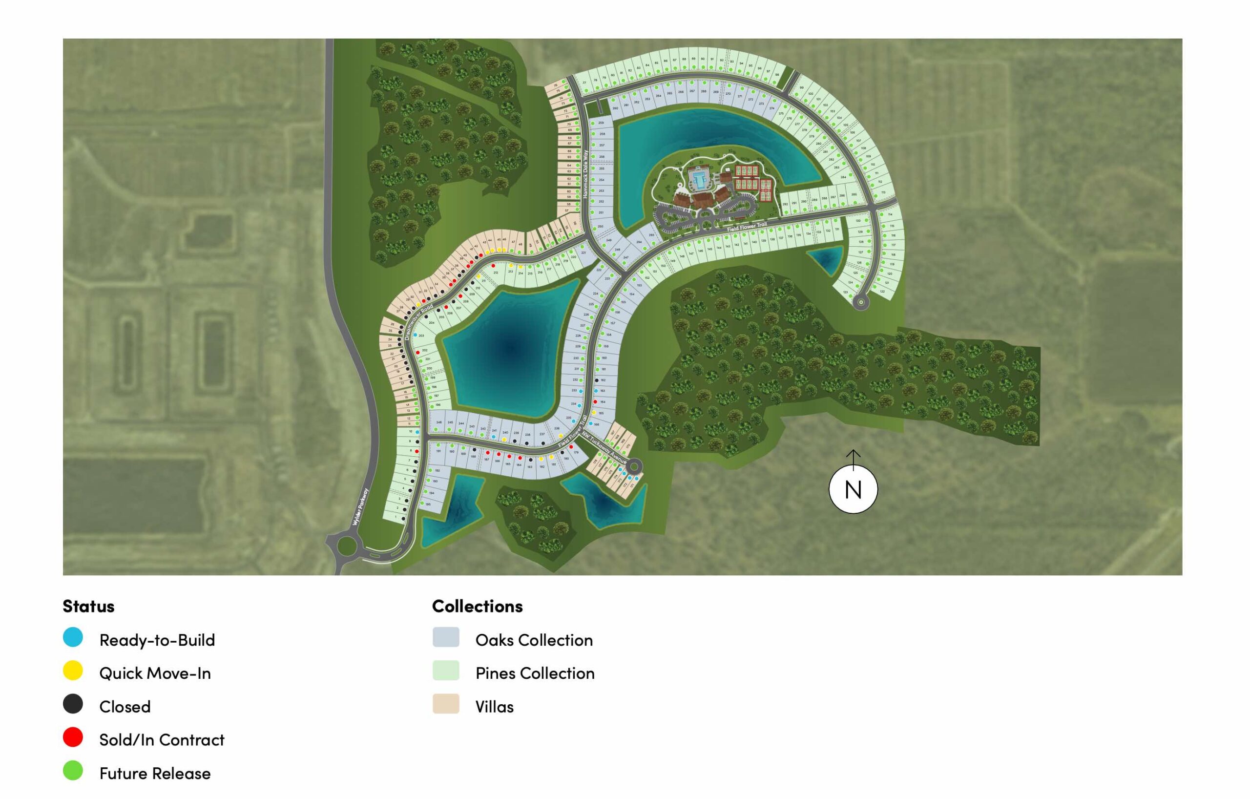 Four Seasons at Wylder master-planned community site map showing layout of homes, amenities, and neighborhood design within the larger Wylder development in Port St. Lucie