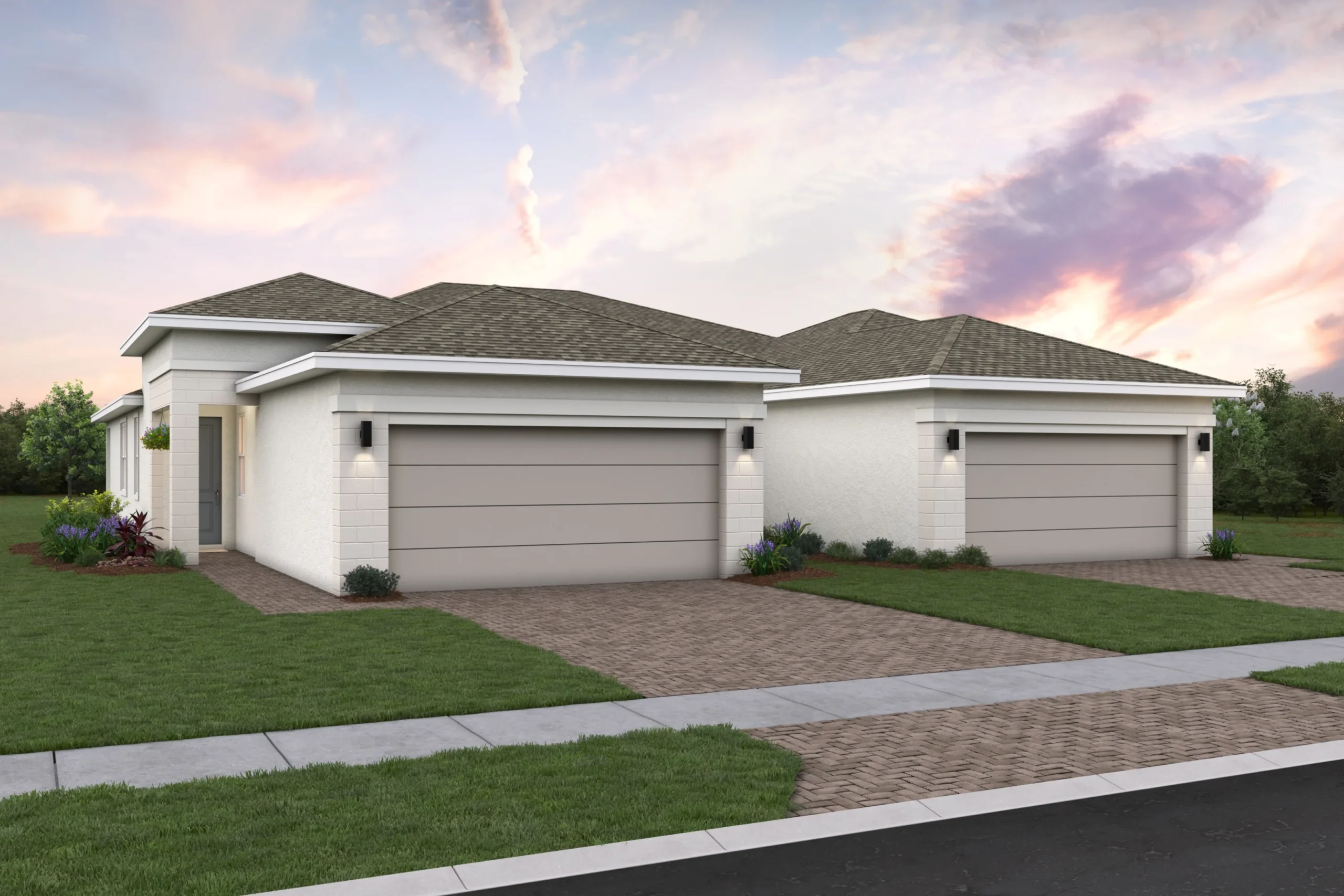 Spring Lake IV Villa Front Elevation by K. Hovnanian at Four Seasons at Wylder - Premium 55+ Home Design Port St. Lucie Florida