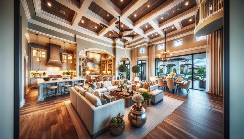 Kelly Model floor plan featuring open living areas, a large kitchen, and a covered lanai for entertaining.