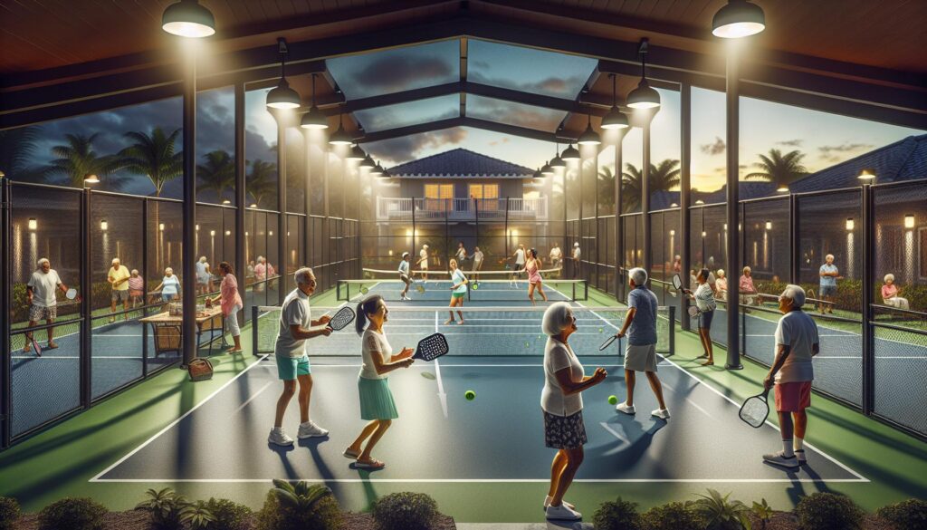 LED-lit pickleball courts at Four Seasons in Port St. Lucie.